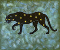 Sternenpanther Acryl auf Leinwand  Malerei Original Kunst 50 x 60cm, Wandkunst  Kunst Original Acrylbild Kunstwerk Bunte Malerei