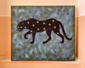 Sternenpanther Acryl auf Leinwand  Malerei Original Kunst 50 x 60cm, Wandkunst  Kunst Original Acrylbild Kunstwerk Bunte Malerei