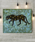 Sternenpanther Acryl auf Leinwand  Malerei Original Kunst 50 x 60cm, Wandkunst  Kunst Original Acrylbild Kunstwerk Bunte Malerei