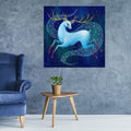 Der leuchtende Hirsch, Gemälde Acryl auf Leinwand  Malerei Original Kunst 50 x 50cm, Wandkunst  Original Acrylbild Tierbild Bunte Malerei
