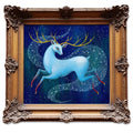 Der leuchtende Hirsch, Gemälde Acryl auf Leinwand  Malerei Original Kunst 50 x 50cm, Wandkunst  Original Acrylbild Tierbild Bunte Malerei