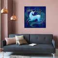Der leuchtende Hirsch, Gemälde Acryl auf Leinwand  Malerei Original Kunst 50 x 50cm, Wandkunst  Original Acrylbild Tierbild Bunte Malerei