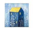 Blue House Abstract Painting, Acrylic  on Canvas, Modern  Artwork 30x40cm.(12x12 inch)