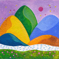 Original Mountains Acrylic Painting on Canvas - Small Abstract Landscape