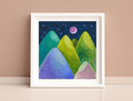 Original Mountain Acrylic Painting, Abstract Landscape Art (5.1"x5.1")