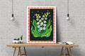 Maiglöckchen Original 40x50 cm auf Leinwand auf Karton,  Acrylgemälde Botanische Kunst
