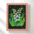 Maiglöckchen Original 40x50 cm auf Leinwand auf Karton,  Acrylgemälde Botanische Kunst