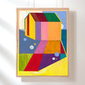 House Original Acrylic painting on Paper small Abstract Painting 30 x 40 cm