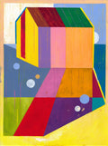 House Original Acrylic painting on Paper small Abstract Painting 30 x 40 cm