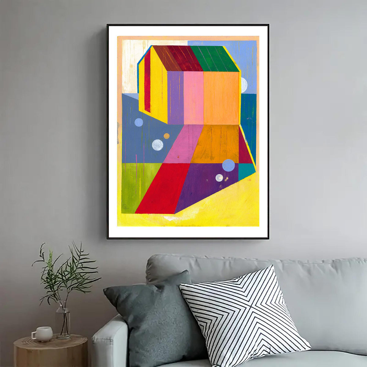 House Original Acrylic painting on Paper small Abstract Painting 30 x 40 cm