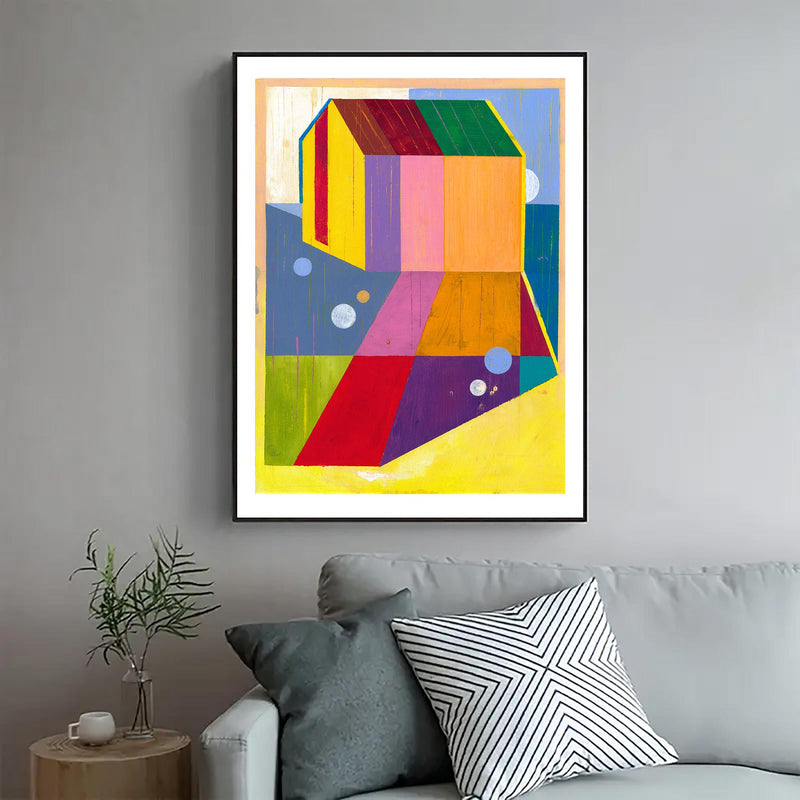 House Original Acrylic painting on Paper small Abstract Painting 30 x 40 cm
