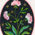 Nelken Original Grafik, Acryl auf Papier 21 x 30 cm. Gotische Wohnkultur, Blumenbild auf Künstlerpapier, Folk Art floralen Details