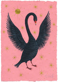 Schwan Original Grafik, Acryl auf Papier 21 x 30 cm. Gotische Wohnkultur, Schwanenbild auf Künstlerpapier, Folk Art