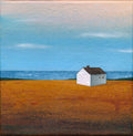 Home by the Sea – Original Acrylbild 20x20 cm. Strukturpaste auf Leinwand, Kleines Haus Landschaft