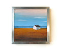 Home by the Sea – Original Acrylbild 20x20 cm. Strukturpaste auf Leinwand, Kleines Haus Landschaft