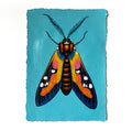 Original Moth Painting on Handmade Paper – Colorful Moths Series – Acrylic on Deckle Edge Paper – Nature Art Wall Decor