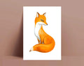 Kunstkarte Aquarell Fuchs Postkarte A6, Handgemalte Illustration, Minimalistische Tierkunst, Kunstkarte