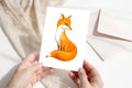Kunstkarte Aquarell Fuchs Postkarte A6, Handgemalte Illustration, Minimalistische Tierkunst, Kunstkarte