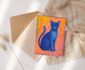 Postkarte A6, Kunstdruck, Blaue Katze, Magische Tierillustration, Acrylbild