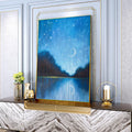 Originalgemälde 50x70cm Acryl auf Leinwand,Mondnacht über dem stillen Wasser