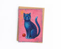 Postkarte A6, Kunstdruck, Blaue Katze, Magische Tierillustration, Acrylbild