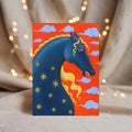 Pferd Poster, Pferdebild, Kunstdruck, Postkarte A6, Pferde Illustration, buntes Pferd, Pferd Kunst, Wanddeko, Geschenk Pferdeliebhaber