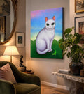 Katze mit Eidechse – Original Acrylgemälde 60 × 80 cm | Katzenbild | Naive Kunst | Moderne Tiermalerei