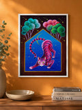 Magische rosa Katze im Mondlicht – Original Acrylgemälde auf Leinwand 30x40 cm | Fantasie Katze | Naive Kunst | Moderne Folk Art