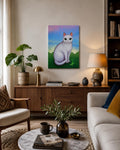 Katze mit Eidechse – Original Acrylgemälde 60 × 80 cm | Katzenbild | Naive Kunst | Moderne Tiermalerei