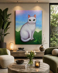 Katze mit Eidechse – Original Acrylgemälde 60 × 80 cm | Katzenbild | Naive Kunst | Moderne Tiermalerei
