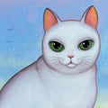 Katze mit Eidechse – Original Acrylgemälde 60 × 80 cm | Katzenbild | Naive Kunst | Moderne Tiermalerei