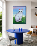Katze mit Eidechse – Original Acrylgemälde 60 × 80 cm | Katzenbild | Naive Kunst | Moderne Tiermalerei