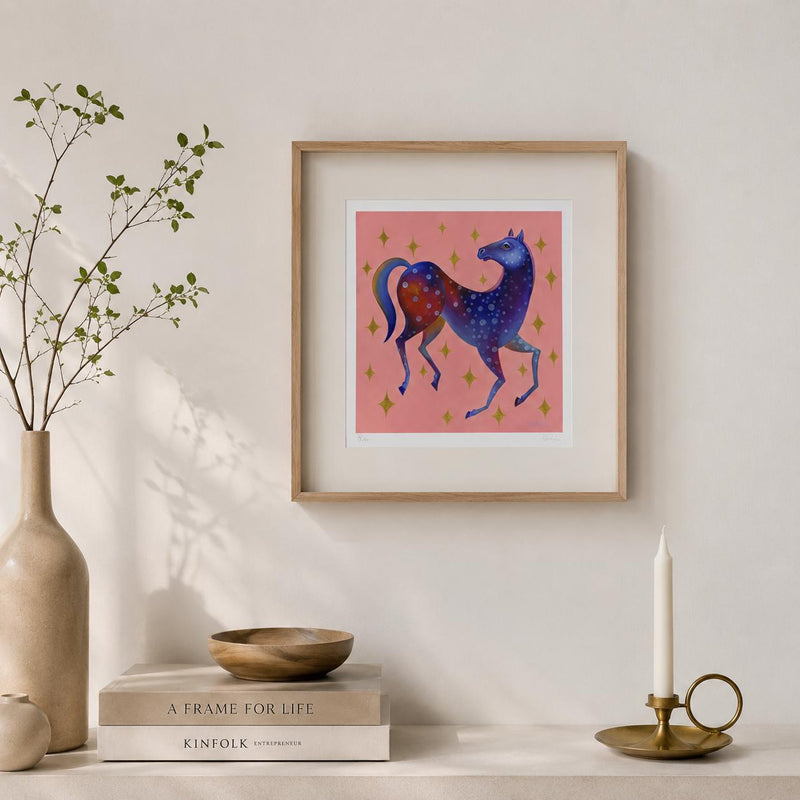 Pferd rosa Print  Kunst Druck, Print von Original Acrylbild