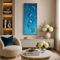Schwalben Bild, Mond Bild, Vogel Gemälde, Nacht Himmel Kunst, Original Acrylgemälde auf Leinwand, Natur Wanddeko, 30 x 70 cm