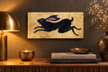 Schwarzer Hase auf Blattgold – Original Acrylgemälde 20 × 40 cm | Moderne Folk Art | Minimalistische Tierkunst auf Leinwand