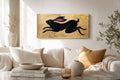 Schwarzer Hase auf Blattgold – Original Acrylgemälde 20 × 40 cm | Moderne Folk Art | Minimalistische Tierkunst auf Leinwand