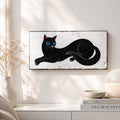Schwarze Katze – Original Katzenbild, Acryl auf Leinwand, 20 × 40 cm, moderne Tierkunst, handgemalte Wanddekoration