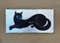 Schwarze Katze – Original Katzenbild, Acryl auf Leinwand, 20 × 40 cm, moderne Tierkunst, handgemalte Wanddekoration