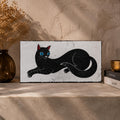 Schwarze Katze – Original Katzenbild, Acryl auf Leinwand, 20 × 40 cm, moderne Tierkunst, handgemalte Wanddekoration
