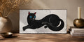 Schwarze Katze – Original Katzenbild, Acryl auf Leinwand, 20 × 40 cm, moderne Tierkunst, handgemalte Wanddekoration