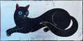 Schwarze Katze – Original Katzenbild, Acryl auf Leinwand, 20 × 40 cm, moderne Tierkunst, handgemalte Wanddekoration