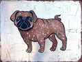 Mops in Silber – Original Acrylgemälde mit Silbermetall auf Papier (30 × 40 cm)