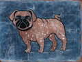 Mops in Silber – Original Acrylgemälde mit Silbermetall auf Papier (30 × 40 cm)