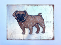 Mops in Silber – Original Acrylgemälde mit Silbermetall auf Papier (30 × 40 cm)