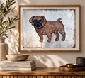 Mops in Silber – Original Acrylgemälde mit Silbermetall auf Papier (30 × 40 cm)
