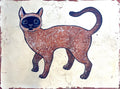 Goldene Siamkatze, Original Acrylgemälde auf Papier mit Blattgold, Naive Katzenkunst (30 × 40 cm)