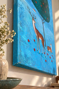 Paradiesbaum mit Rehen – Original Acrylgemälde, Apfelbaum, Waldkunst, ruhiges Naturbild 40 × 80 cm