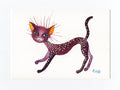 Postkarte, A6, Katze Lila, Kunstpostkarte, Aquarell, Illustration