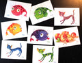Postkarte Grußkarte Fisch lila blau Aquarell